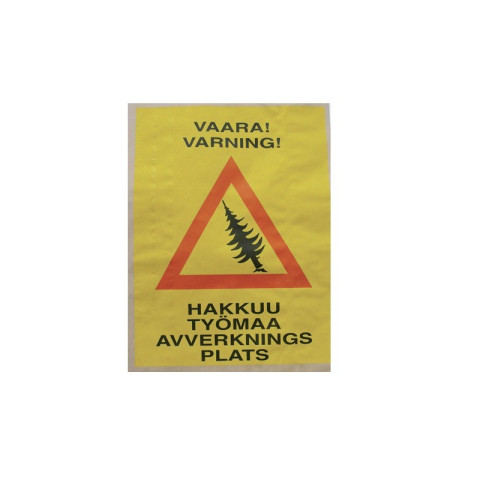 Hakkuutyömaa varoitusmerkki, paperia