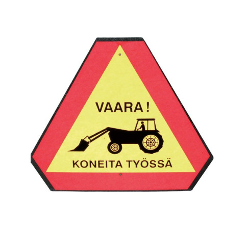 Koneita työssä varoitusmerkki, peltiä