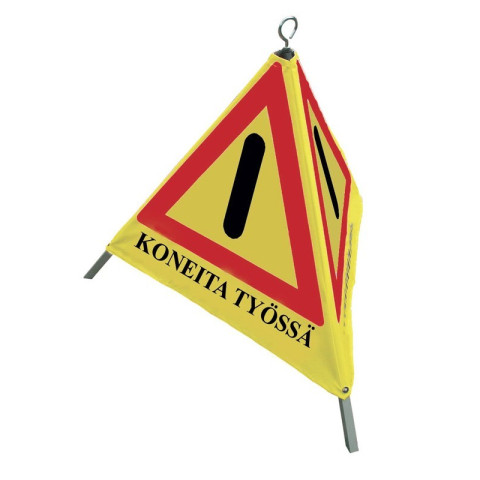 Koneita työssä varoitusmerkki, kokoontaitettava