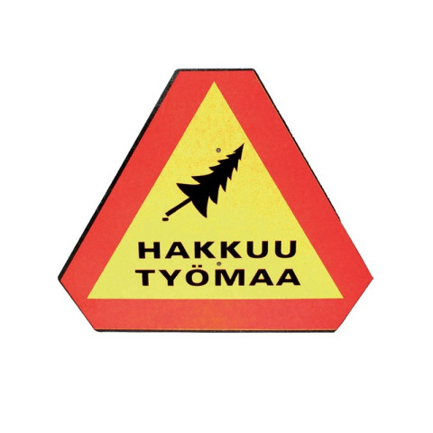 Hakkuutyömaa varoitusmerkki, peltiä