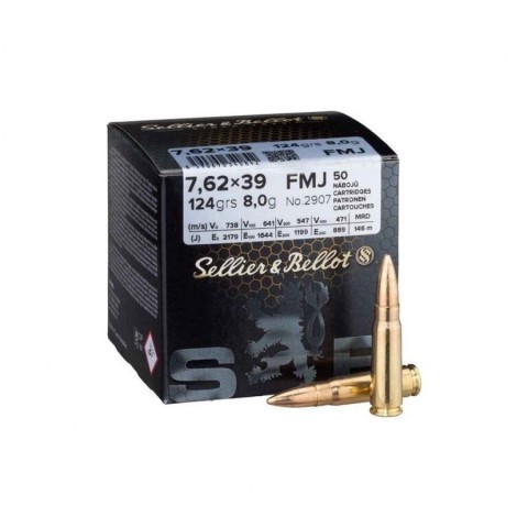 Sellier & Bellot 7,62x39 FMJ 8,0g, 50 kpl