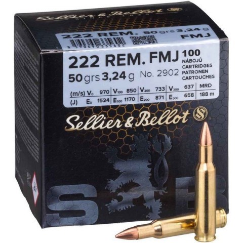 Sellier & Bellot .222 Rem FMJ 3,24g/50gr, 100 kpl