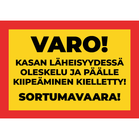 Sortumavaara varoitusmerkki, kaksipuoleinen