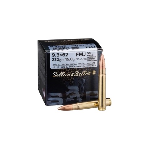 Sellier & Bellot 9,3x62 FMJ 15,0g, 50 kpl